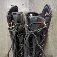 Tall Winter Riding Boots, Zipper, Laces *gc/fair, dirty, hairy, v.holey/torn inner heels
