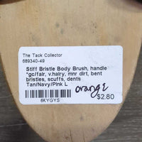 Stiff Bristle Body Brush, handle *gc/fair, v.hairy, mnr dirt, bent bristles, scuffs, dents

