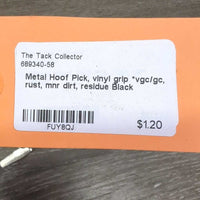 Metal Hoof Pick, vinyl grip *vgc/gc, rust, mnr dirt, residue
