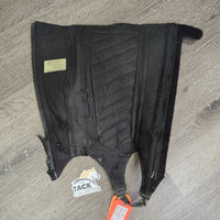 Pr Leather Half Chaps *gc, clean, older, TORN & puckered els, v.rubbed, pilly, mnr pills, residue, scuffs
