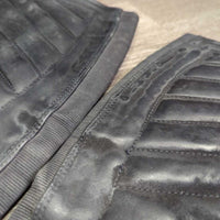 Pr Leather Half Chaps *gc, clean, older, TORN & puckered els, v.rubbed, pilly, mnr pills, residue, scuffs
