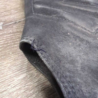 Pr Leather Half Chaps *gc, clean, older, TORN & puckered els, v.rubbed, pilly, mnr pills, residue, scuffs
