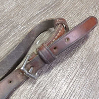 Flat Wide Noseband *gc/fair, riveted sides, rubs, dirty, cracks, rubs, scrapes, older, stiff
