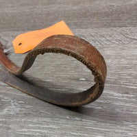 Flat Wide Noseband *gc/fair, riveted sides, rubs, dirty, cracks, rubs, scrapes, older, stiff
