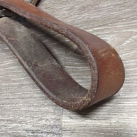 Flat Wide Noseband *gc/fair, riveted sides, rubs, dirty, cracks, rubs, scrapes, older, stiff
