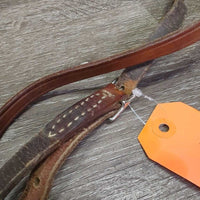 Flat Wide Noseband *gc/fair, riveted sides, rubs, dirty, cracks, rubs, scrapes, older, stiff

