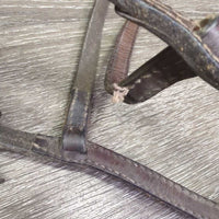 Narrow Rsd Leather Noseband *fair, creases, cracks, dirty, BROKEN keeper, residue, older, dry, stiff, slice

