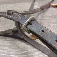 Narrow Rsd Leather Noseband *fair, creases, cracks, dirty, BROKEN keeper, residue, older, dry, stiff, slice

