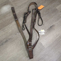 Flat Wide Adjustable Leather Breastplate, Standing Martingale Attachment *gc, v.dry, v.stiff, dusty, creases
