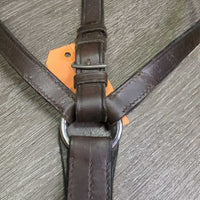 Flat Wide Adjustable Leather Breastplate, Standing Martingale Attachment *gc, v.dry, v.stiff, dusty, creases
