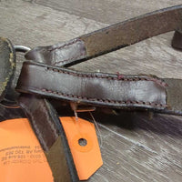 Flat Wide Adjustable Leather Breastplate, Standing Martingale Attachment *gc, v.dry, v.stiff, dusty, creases
