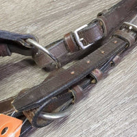 Flat Wide Adjustable Leather Breastplate, Standing Martingale Attachment *gc, v.dry, v.stiff, dusty, creases
