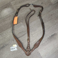 Leather Breastcollar, v.small snaps *fair, v.stiff, v.dry, thick film?mold, xholes, rusty
