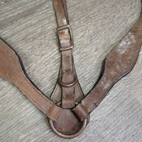 Leather Breastcollar, v.small snaps *fair, v.stiff, v.dry, thick film?mold, xholes, rusty
