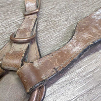 Leather Breastcollar, v.small snaps *fair, v.stiff, v.dry, thick film?mold, xholes, rusty
