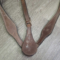 Leather Breastcollar, v.small snaps *fair, v.stiff, v.dry, thick film?mold, xholes, rusty
