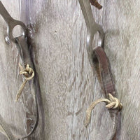 Wide Flat Headstall, Curb Bit, Plain Reins *fair, dirty, NO Throat, older, dry, stiff, dirty
