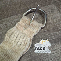 27 Cotton String Wide Cinch, 2x D Rings *fair, dirty, faded, hairy, rust, rubs, snags, pills
