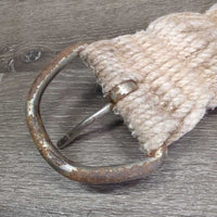27 Cotton String Wide Cinch, 2x D Rings *fair, dirty, faded, hairy, rust, rubs, snags, pills

