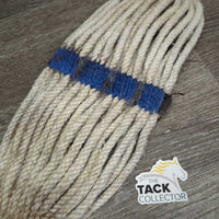 27 Cotton String Wide Cinch, 2x D Rings *fair, dirty, faded, hairy, rust, rubs, snags, pills

