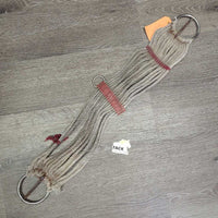 15 Nylon String Cinch, 2x D Rings, Leather Center *fair, v.dirty, stains, stiff, rubs, rusty

