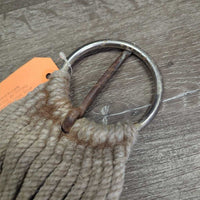 15 Nylon String Cinch, 2x D Rings, Leather Center *fair, v.dirty, stains, stiff, rubs, rusty
