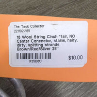 15 Wool String Cinch *fair, NO Center Conenctor, stains, hairy, dirty, splitting strands
