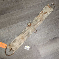 15 Thin Cotton String Cinch, 2x D Rings *fair, dirty, hairy, rusty, rubs, snags, unwrapped strings
