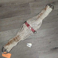 27 Cotton String Wide Cinch, 2x D Rings *fair, v.dirty, stained, v.hairy, rubs, frays, snags
