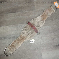 27 Cotton String Wide Cinch, 2x D Rings *fair, v.dirty, stained, v.hairy, rubs, frays, snags
