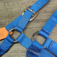 Thick Stiff Nylon Halter *gc, edge rubs, frays & faded, clean, stains
