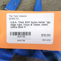 Thick Stiff Nylon Halter *gc, edge rubs, frays & faded, clean, stains
