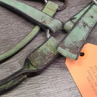 Thick Stiff Nylon Halter *gc/fair, v.dirty, gunky, stains, rubs, scrapes, frayed, hair, older
