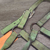 Thick Stiff Nylon Halter *gc/fair, v.dirty, gunky, stains, rubs, scrapes, frayed, hair, older
