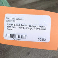 Nylon Lead Rope *gc/fair, clean?, mnr hair, faded, snags, frays, rust
