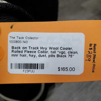 Hvy Wool Cooler, Rolled Fleece Collar, tail *vgc, clean, mnr hair, hay, dust, pills
