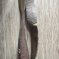 Headstall, Curb Strap, Split Reins, Eggbutt Bit *gc/fair, older, dirt, creases, cracks, splits, MISSING Concho, rust
