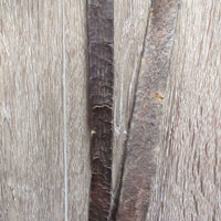 Headstall, Curb Strap, Split Reins, Eggbutt Bit *gc/fair, older, dirt, creases, cracks, splits, MISSING Concho, rust
