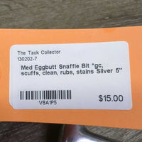 Med Eggbutt Snaffle Bit *gc, scuffs, clean, rubs, stains
