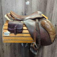 *DECOR ONLY - NOT FOR RIDING *TWISTED Tree *Antique Trail - Cavalry Saddle, 2x Trial Bags, Leathers, Irons, Fleece Flocked

