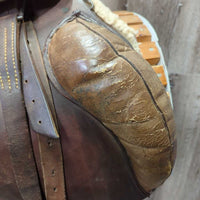 *DECOR ONLY - NOT FOR RIDING *TWISTED Tree *Antique Trail - Cavalry Saddle, 2x Trial Bags, Leathers, Irons, Fleece Flocked
