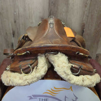 *DECOR ONLY - NOT FOR RIDING *TWISTED Tree *Antique Trail - Cavalry Saddle, 2x Trial Bags, Leathers, Irons, Fleece Flocked
