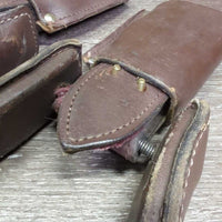 Pr Aussie Stirrup Leathers - Fenders, Western Stirrups *vgc/gc, edge scrapes & chews?, creases, scratches, frayed edges, curled edge

