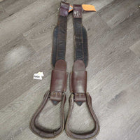Pr Aussie Stirrup Leathers - Fenders, Western Stirrups *vgc/gc, edge scrapes & chews?, creases, scratches, frayed edges, curled edge
