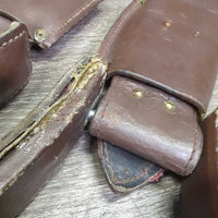 Pr Aussie Stirrup Leathers - Fenders, Western Stirrups *vgc/gc, edge scrapes & chews?, creases, scratches, frayed edges, curled edge
