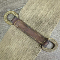 Thick Leather & Cotton Web Aussie Girth, 2x D Rings *gc, stains, edge rubs, v.dirty, smells, discolored, rough edges, rubs, faded, snag
