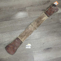 Thick Leather & Cotton Web Aussie Girth, 2x D Rings *gc, stains, edge rubs, v.dirty, smells, discolored, rough edges, rubs, faded, snag
