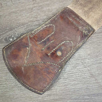 Thick Leather & Cotton Web Aussie Girth, 2x D Rings *gc, stains, edge rubs, v.dirty, smells, discolored, rough edges, rubs, faded, snag
