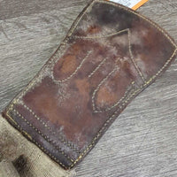 Thick Leather & Cotton Web Aussie Girth, 2x D Rings *gc, stains, edge rubs, v.dirty, smells, discolored, rough edges, rubs, faded, snag
