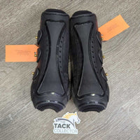 Pr Open Front Boots, tabs *vgc, clean, rubs, pills, scratches, faded, scrapes
